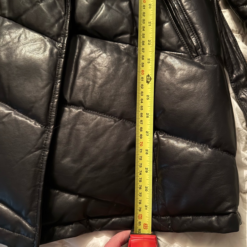 Leather puffer vintage with real fur - Picture 9 of 11